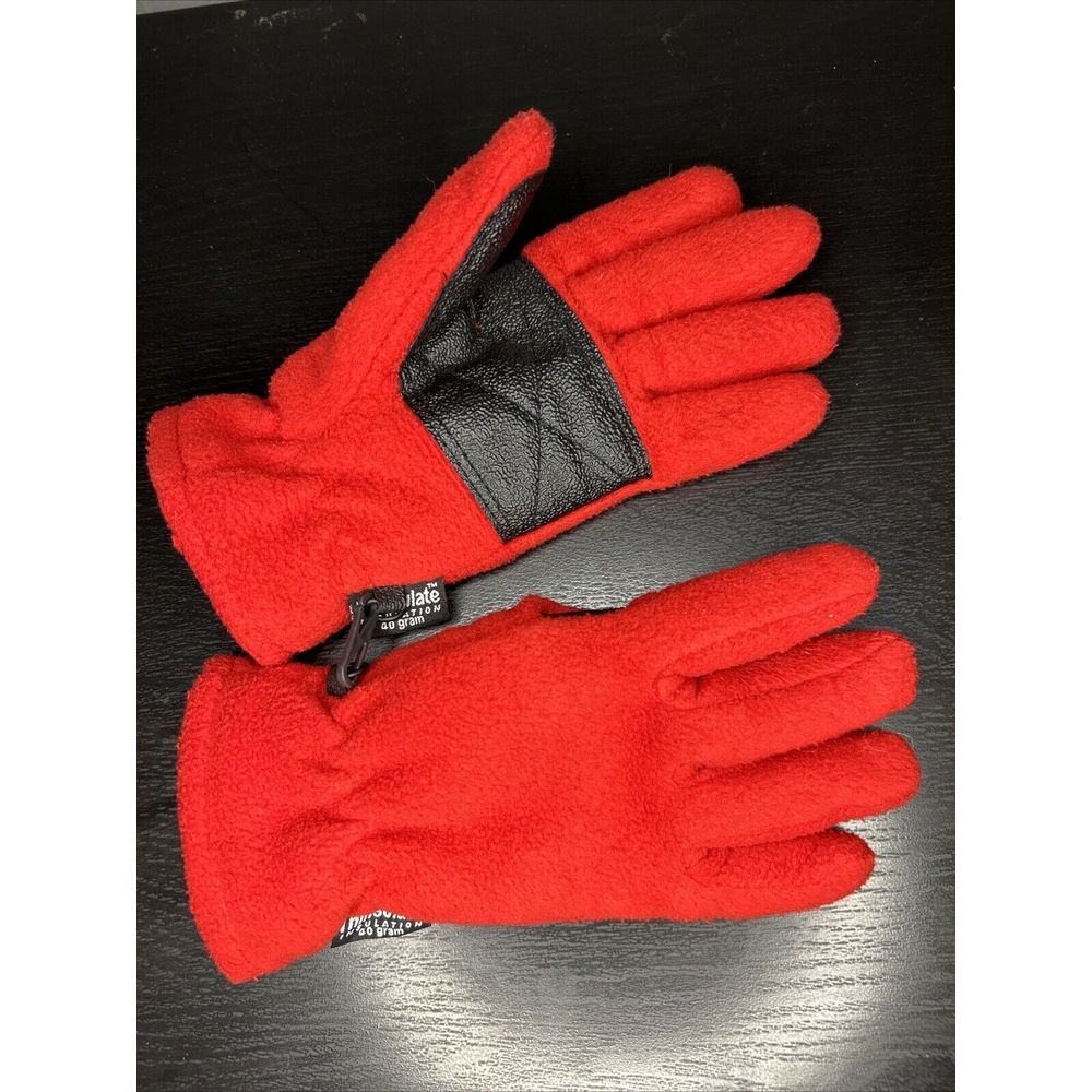 Girls size‎ S/M red FLEECE WATERPROOF GLOVES winter wear LINED thinsulate